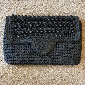 Woven black clutch